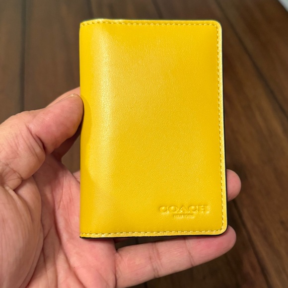 Coach Vibrant Yellow Leather Card Wallet - Picture 1 of 3
